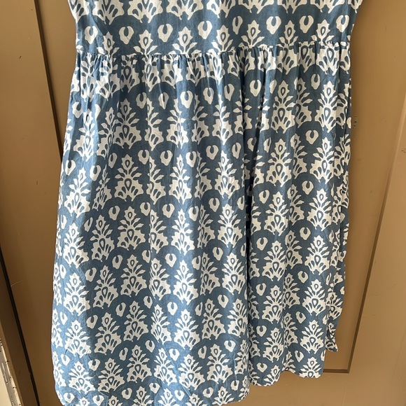 Giardino D”oriente Blue White Cotton Summer Midi Dress Geometric Large - Picture 8 of 8